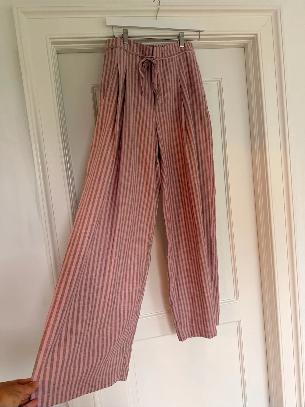 Zara Pink-Striped Wide Leg Pants.